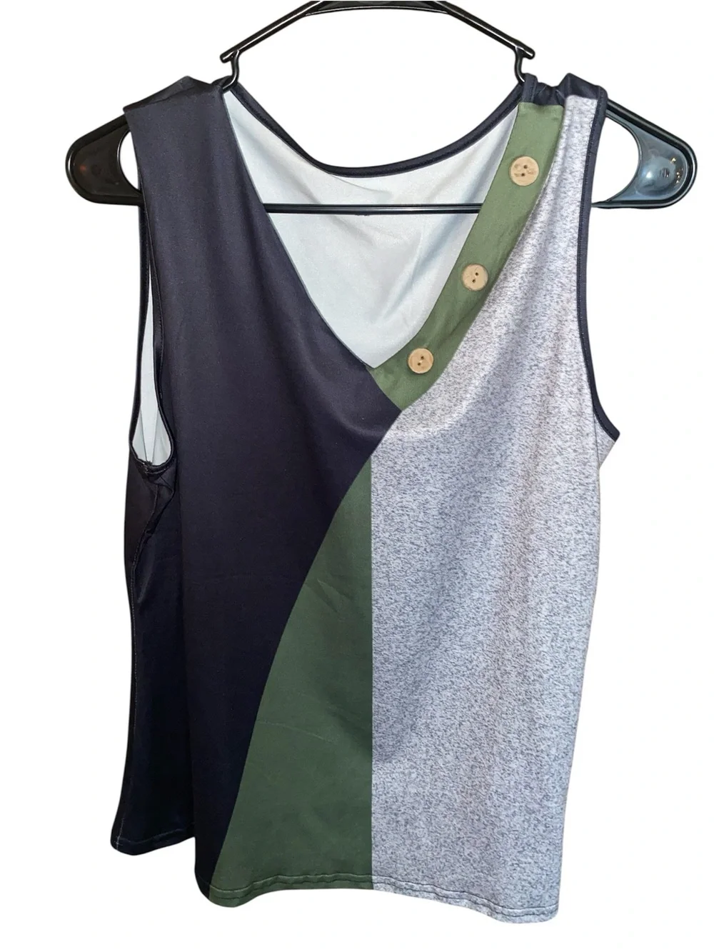 Women's Color Block Sleeveless Tank Top, V-neckline.  New SZ L - Picture 2 of 5